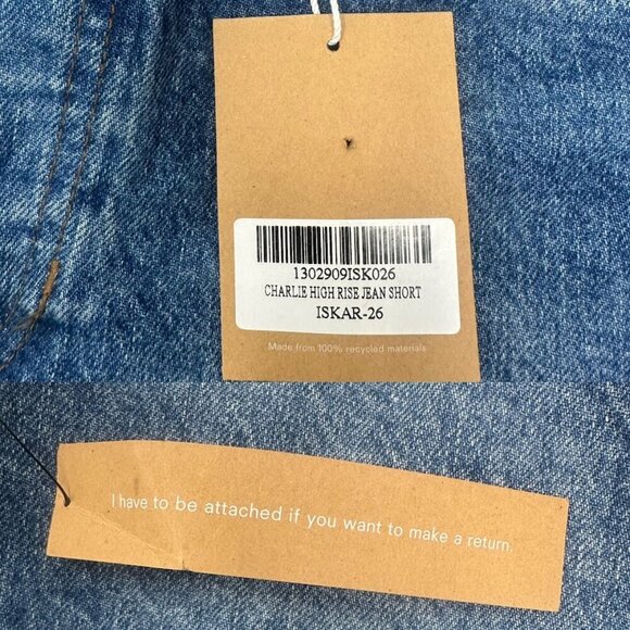 New Reformation Charlie High Rise Jean Shorts Size 26 In Iskar Wash Blue Cut Off - Picture 11 of 13